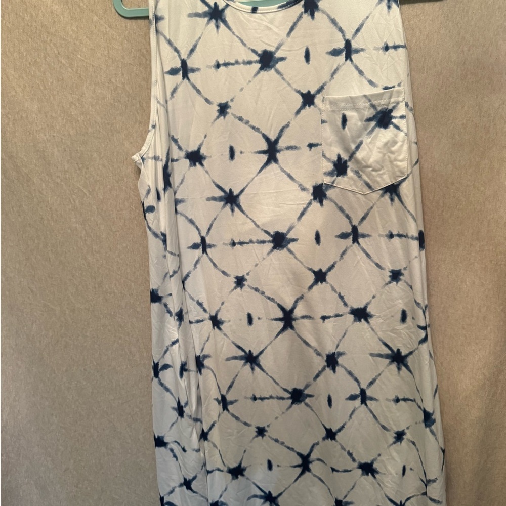 Cupshe White and Blue Tank Top Swim Coverup